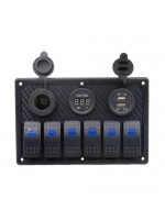 Switch Panel 6'lı Çakmaklık  + Voltmetre + Usb Kırmızı