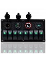 Switch Panel 8'li Çakmaklık + Usb +  Çakmak + Voltmetre Yeşil