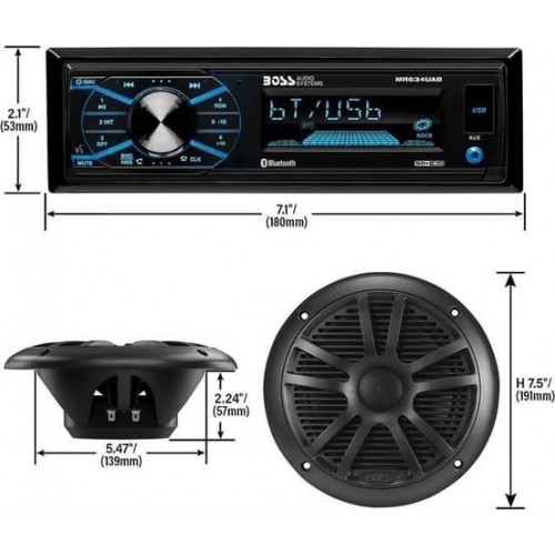 BOSS Audio Systems MCBK634B.64 USB, AUX Girişli Bluetoothlu Hoparlörlü Marin Teyp Seti