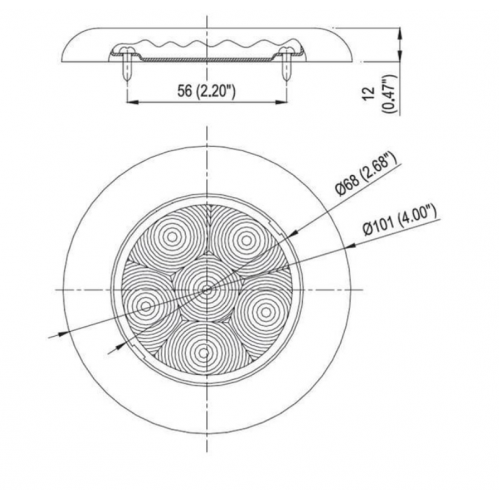 Krom Tavan Lambası 6 Ledli 12V Gün Işığı 10 cm